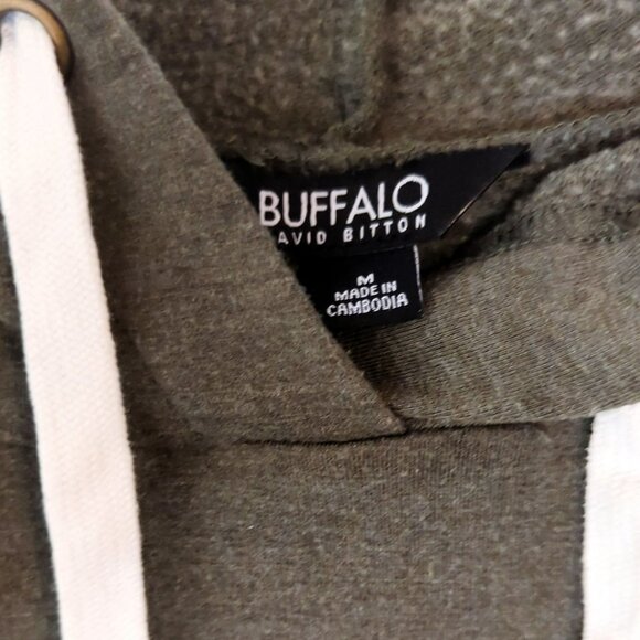 Buffalo David Bitton Olive Green Pullover Hoodie Sweatshirt Size Medium - Picture 3 of 6